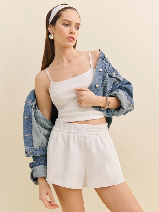Reformation Pants - Reformation Mila White Linen Shorts